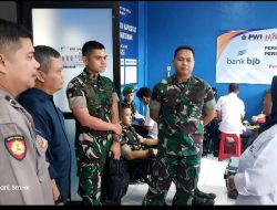 PWI Indramayu Gandeng Brigif 34/TP/Cakra Buana, Kodim 0616 dan Polres Indramayu Gelar Bakti Sosial Donor Darah